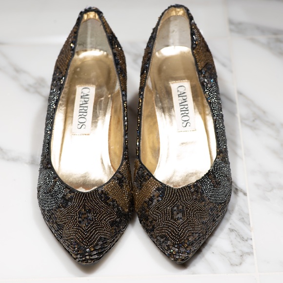 Vintage Caparros Hand-beaded Sparkle Heels - Picture 3 of 8